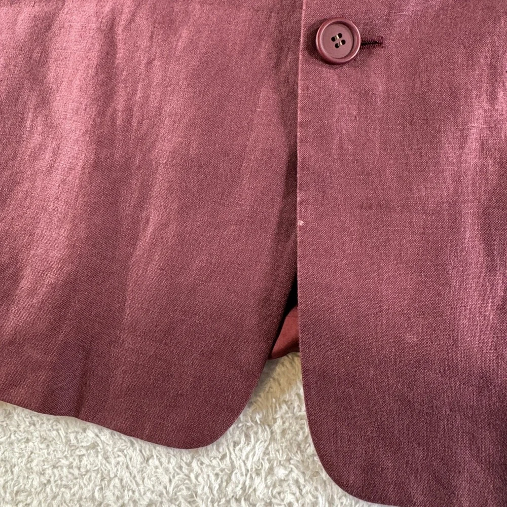 Giorgio Armani Blazer Mens 44 Burgundy Red Linen Sport Coat Made in Italy READ